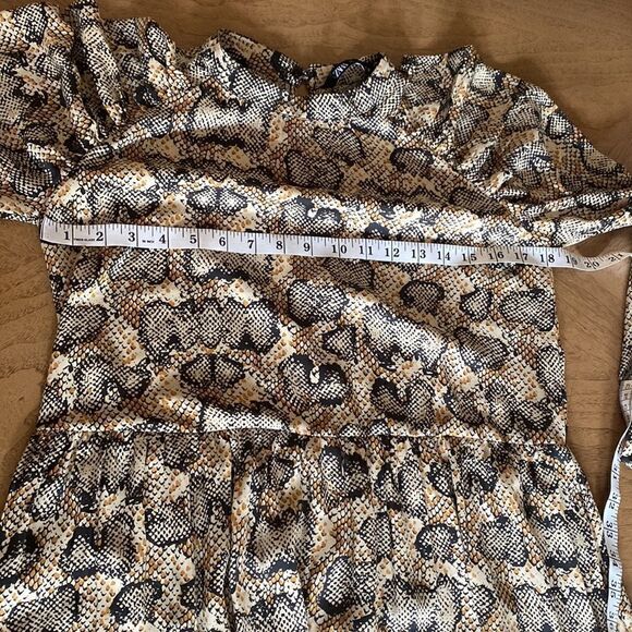 Zara Snakeskin Puff Sleeve Midi Dress Size Small - Picture 10 of 12